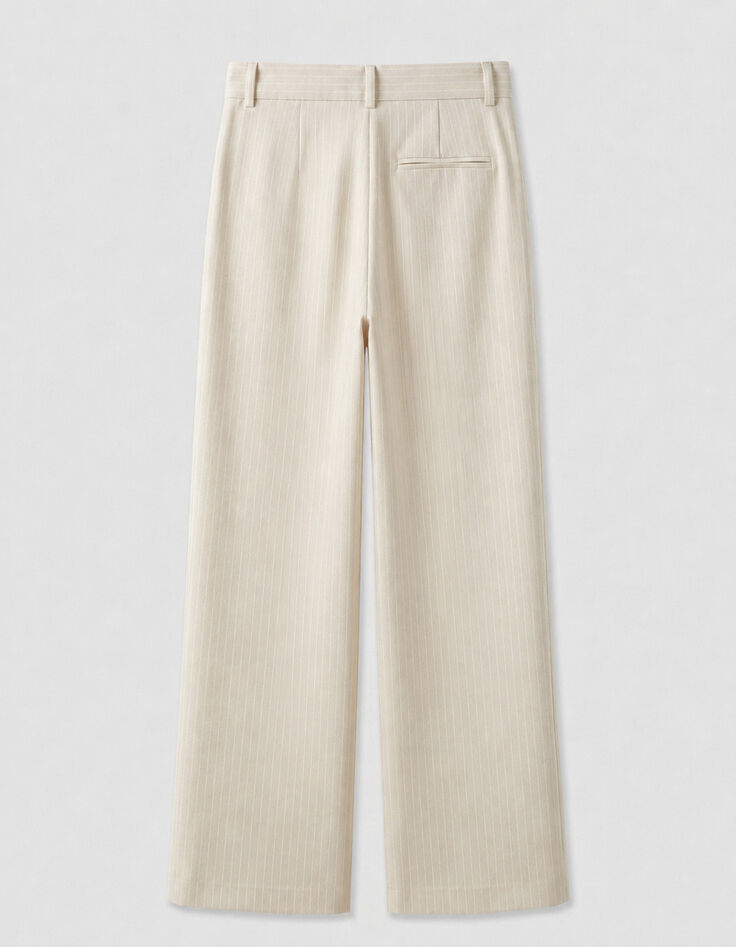 Pantalon de tailleur beige motif rayures tennis Femme-8