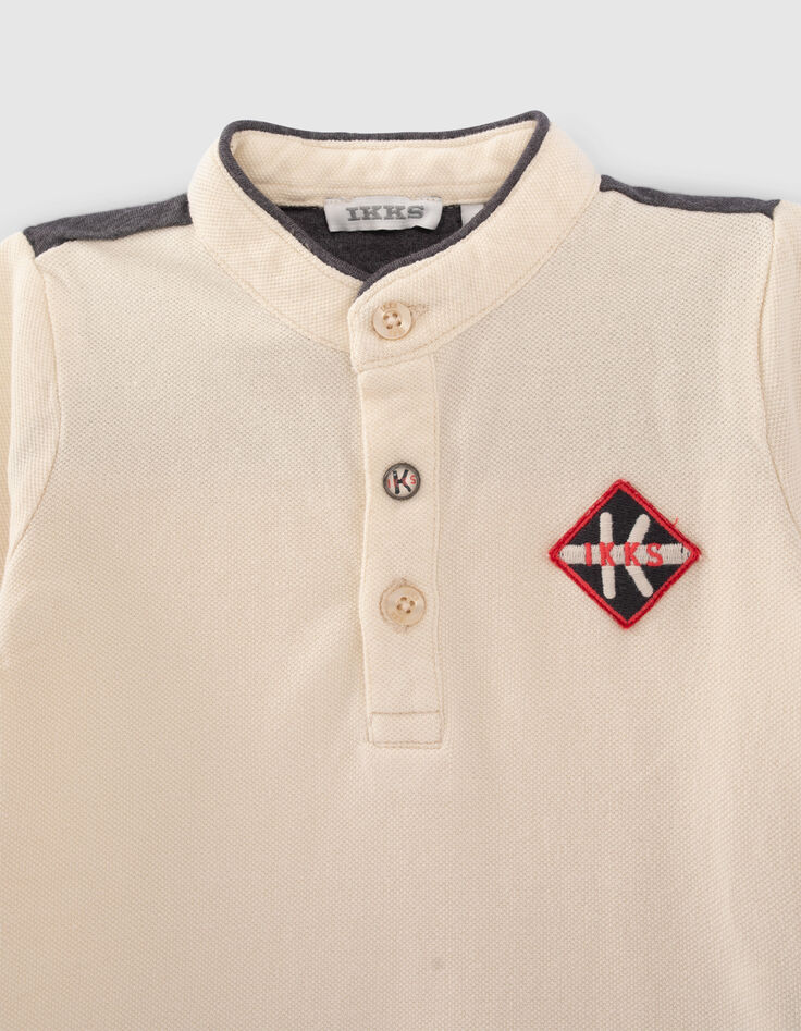 Polo beige maxi coton bio patch au dos bébé garçon-3