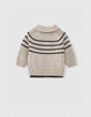Cardigan gris chiné foncé tricot à rayures bébé garçon -3