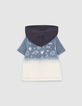Baby boys’ blue denim shirt with detachable hood-3