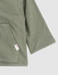 Embroidered khaki jacket with removable sleeves for girls-5