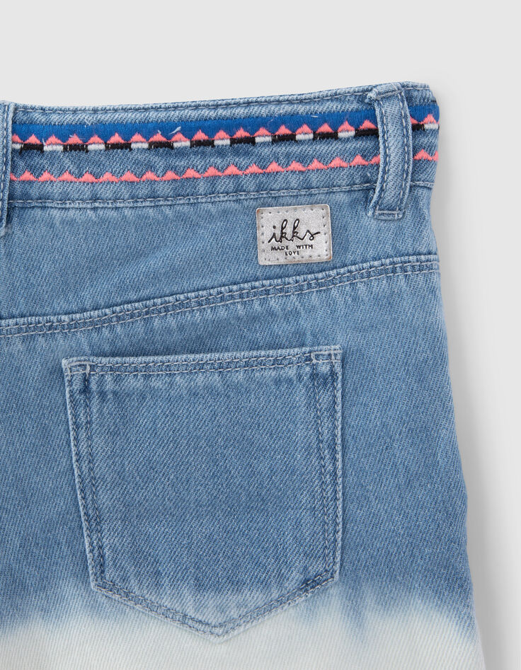 Jeansshort deep dye waterless geborduurde taille meisjes-6