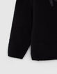 Pull noir tricot Intarsia message fille-5
