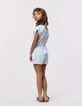 Combishort en jean blanc rayures bleues fille-2