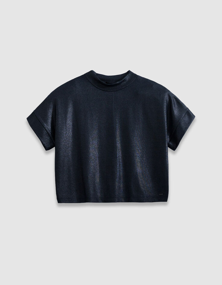 Women's navy sequined short-sleeve tee-shirt-6