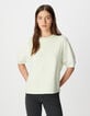 Tee-shirt oversize vert coton bio bi-mati&egrave;re Femme-2
