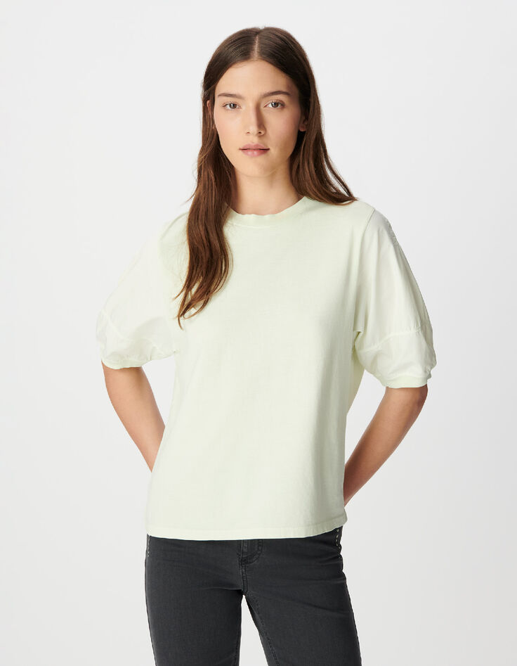 Tee-shirt oversize vert coton bio bi-mati&egrave;re Femme-2