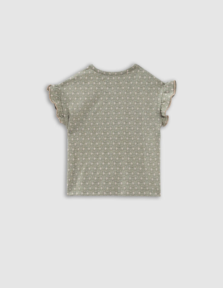 T-shirt kaki imprimé graphique minimaliste bébé fille-3