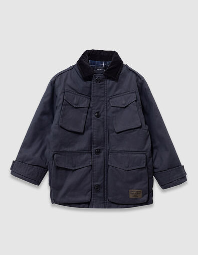 Parka noire multi poches col velours gar&ccedil;on - IKKS
