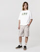 T-shirt blanc coton bio maxi message pixellisé garçon-1