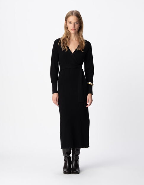 Vestido largo de punto con cinturón Mujer - IKKS
