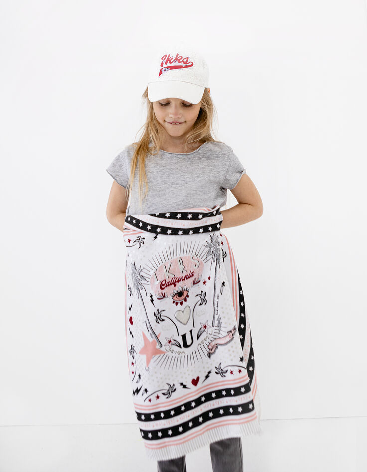 Chèche blanc et pêche IKKS California fille-2