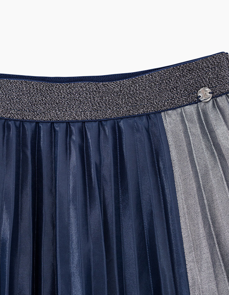 Girls’ navy and silver pleated long skirt-3