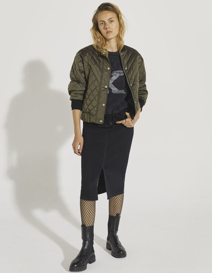 Sweat oversize en molleton noir visuel X iconique femme-6