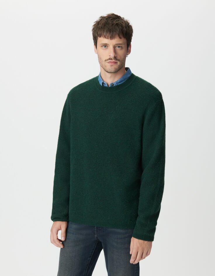 Pull hiver vert tricot mousseux Homme-2 Pull hiver vert tricot mousseux Homme-2
