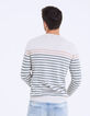 Pull marinière à rayures kaki et mandarine Homme-4