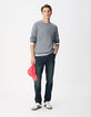 Pull manches longues marine tricot moulin&eacute; Homme-1