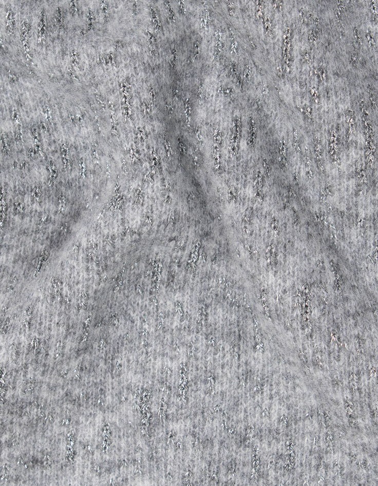 Robe pull gris tricot jacquard lurex fille-7