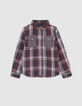 Camisa roja mix cuadros capucha extraíble niño-5