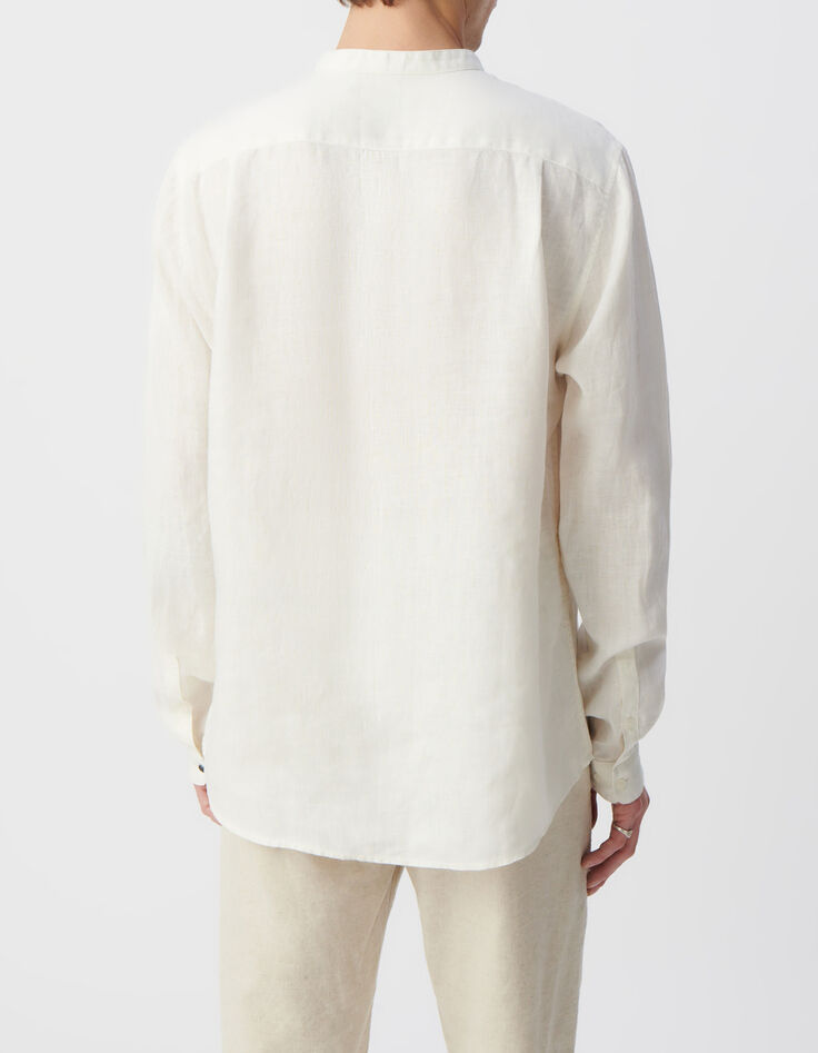 Camisa REGULAR tiza cuello Mao lino hombre-3