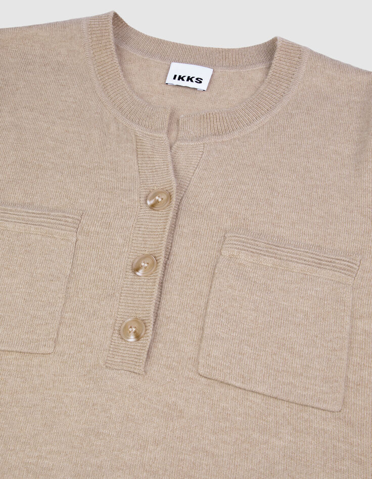 Pull manches longues beige 100% laine Femme-8