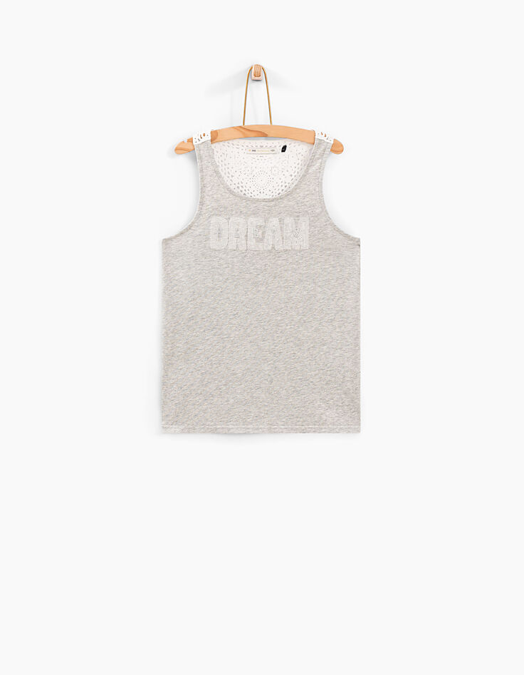 Débardeur gris chiné brodé DREAM HLDYS fille-2