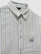 Boy's green striped pattern shirt-2