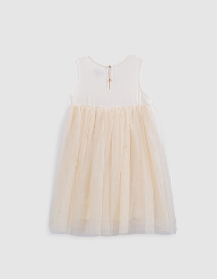 Robe-tutu écrue bi-matière brodée fille-3