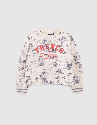 Sudadera cruda bio estampado tela de Jouy niña  - IKKS