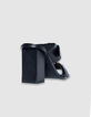 Women's black leather double strap heeled mules-3