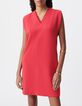 Robe rouge encolure V devant/dos Femme-2