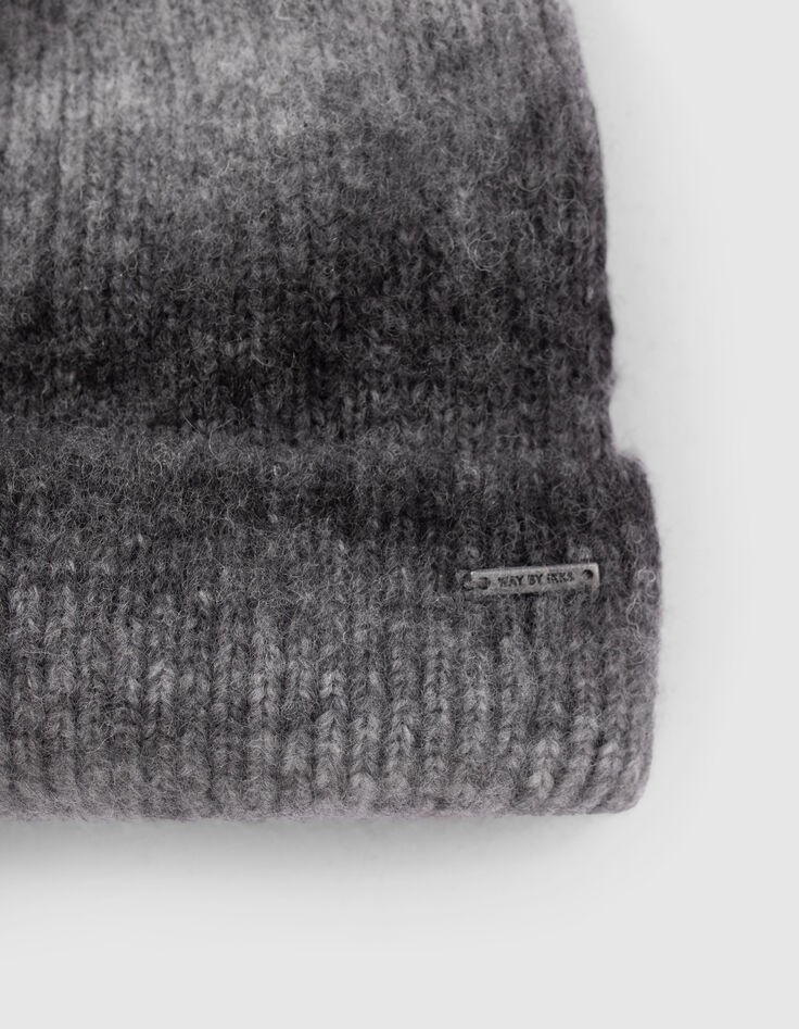 Bonnet gris tricot c&ocirc;tel&eacute; effet deep dye fille-4