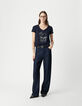 Totenkopf-T-Shirt aus Bio-Baumwolle f&uuml;r Damen, navy-2