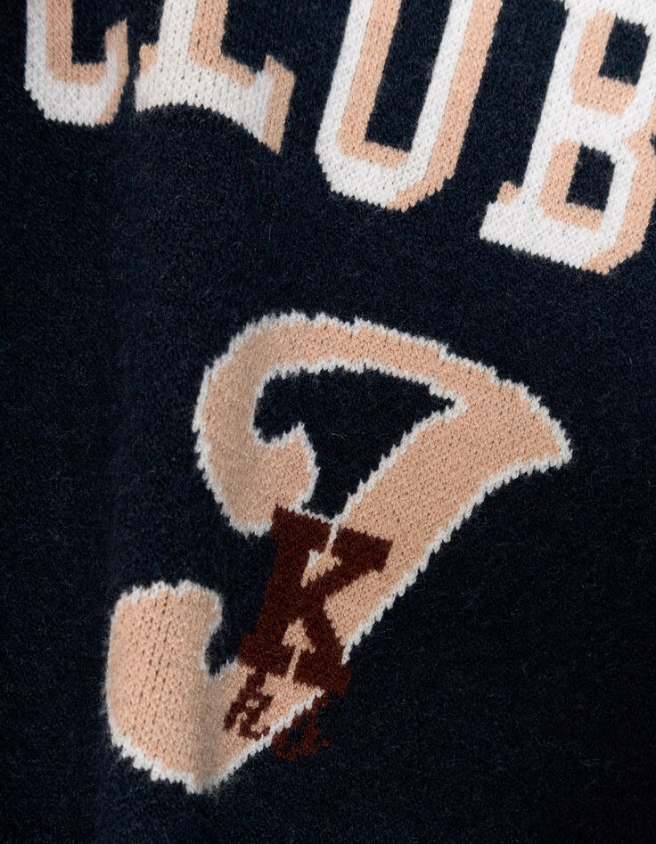 Kapuzenpulli navy jacquard gestrickt message boy-6