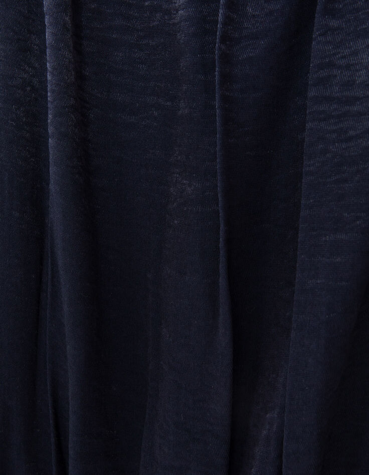 Geüpcyclede marineblauwe jurk met elastische taille Dames-8