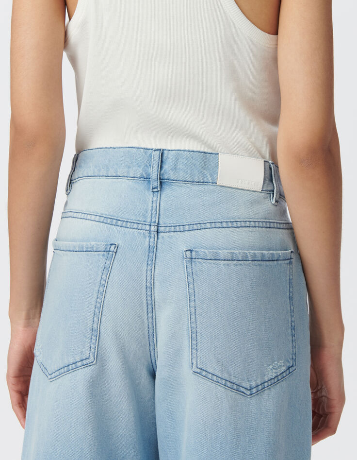 Weite Jeans aus blau Denim mit Used-Effekt-5
