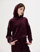 Sudadera capucha burdeos punto terciopelo niña-1