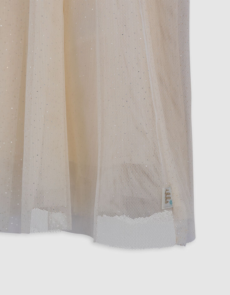 Robe-tutu écrue bi-matière brodée fille-4