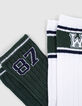 Jungensocken in englisch Grün und Weiß mit Streifen-4