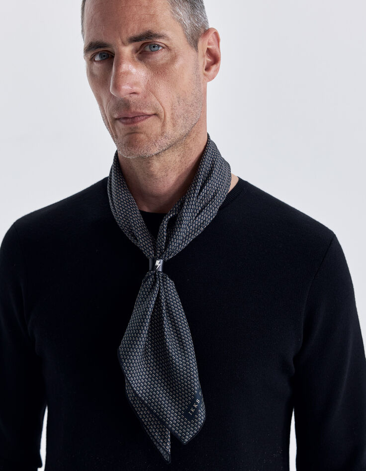 Pure Edition - Foulard noir minimaliste avec bague Homme-7