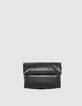 Clutch bandolera negro cuero acolchado mujer-1