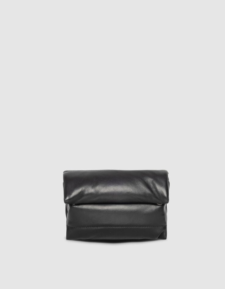 Clutch bandolera negro cuero acolchado mujer-1 Clutch bandolera negro cuero acolchado mujer-1