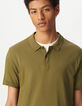 Men&rsquo;s khaki cotton modal short-sleeved polo shirt-1