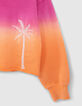 Orangefarbene M&auml;dchenstrickjacke im Deep-Dye-Effekt-4