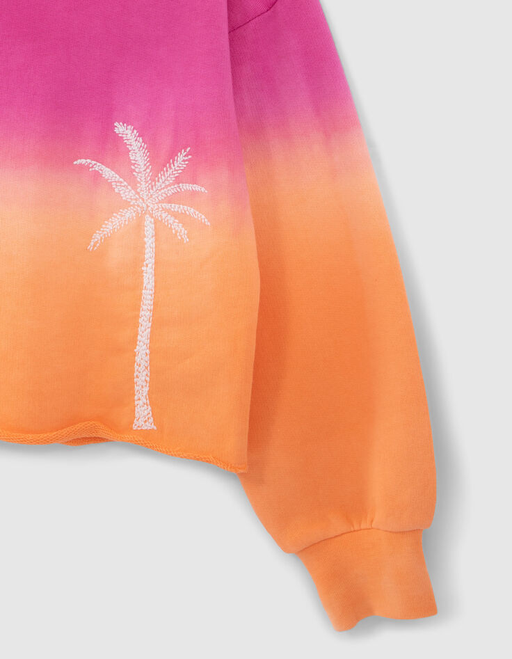 Orangefarbene M&auml;dchenstrickjacke im Deep-Dye-Effekt-4