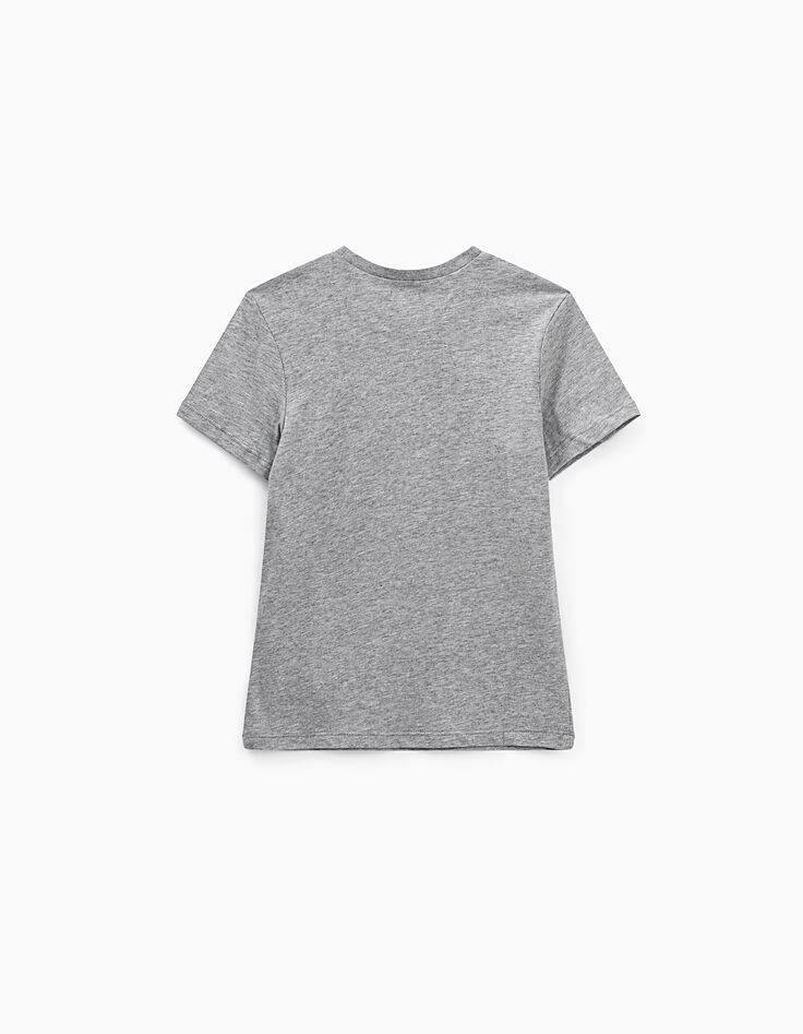 Tee-shirt gris chiné moyen visuel léopard garçon -4