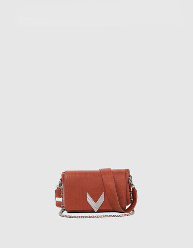 111 WEST VILLAGE naranja cuero relieve cocodrilo mujer - IKKS