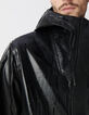 Schwarze Herrenjacke aus Gumminylon mit Kapuze-6