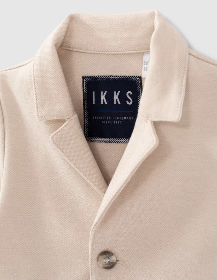 Baby boys’ light beige organic knit jacket-2