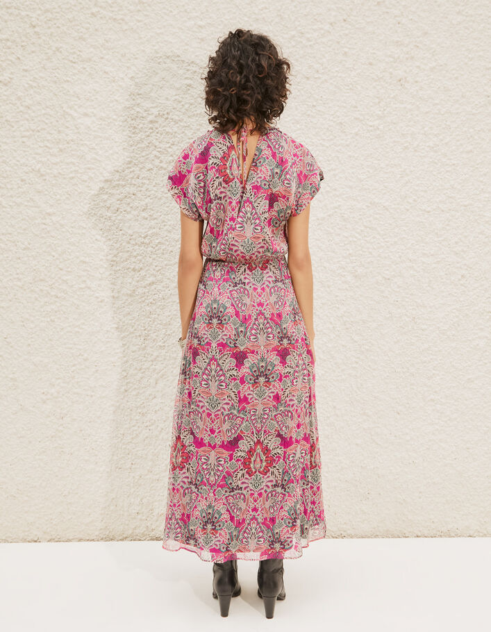 Women’s fuchsia floral bandana print long dress - IKKS